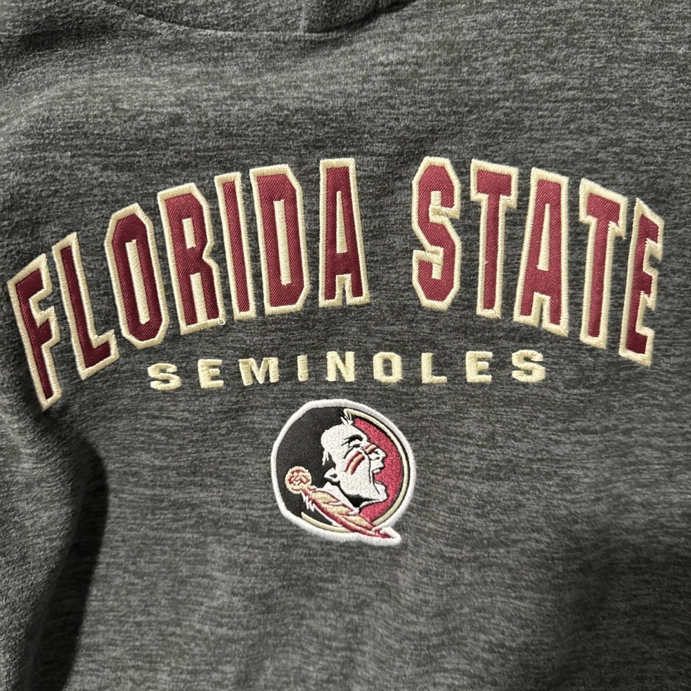 Colosseum Florida State Seminoles Youth Medium Gray Polar Fleece Hoodie FSU - Picture 3 of 9
